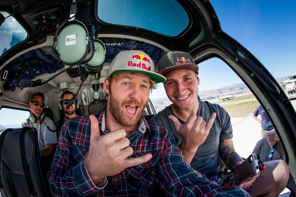 Anthony Nepolitan and Mike "Hucker" Clark take a helicopter ride from Wanaka // Miles Holden / Red Bull Content Pool  